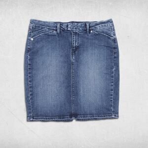 Levis Denim Pencil Skirt Womens 10/30 Blue Dark Wash Above Knee Rear Slit Preppy